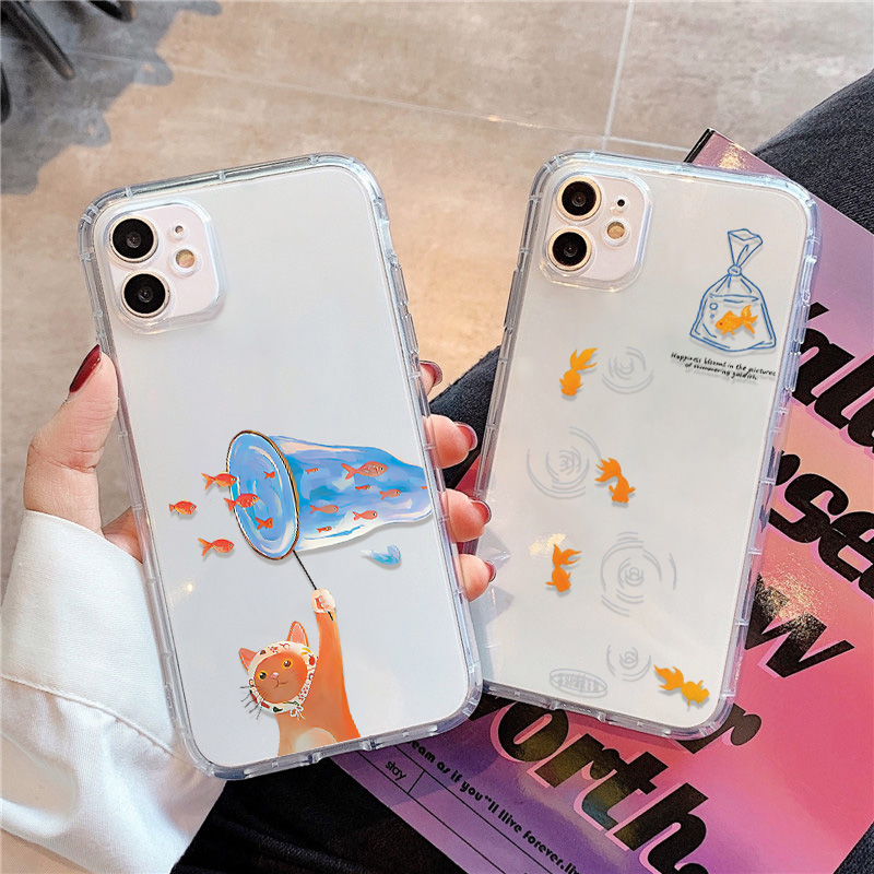 Phone Cases Xr - 사랑스러운 물고기 클리어 폰 케이스 아이폰