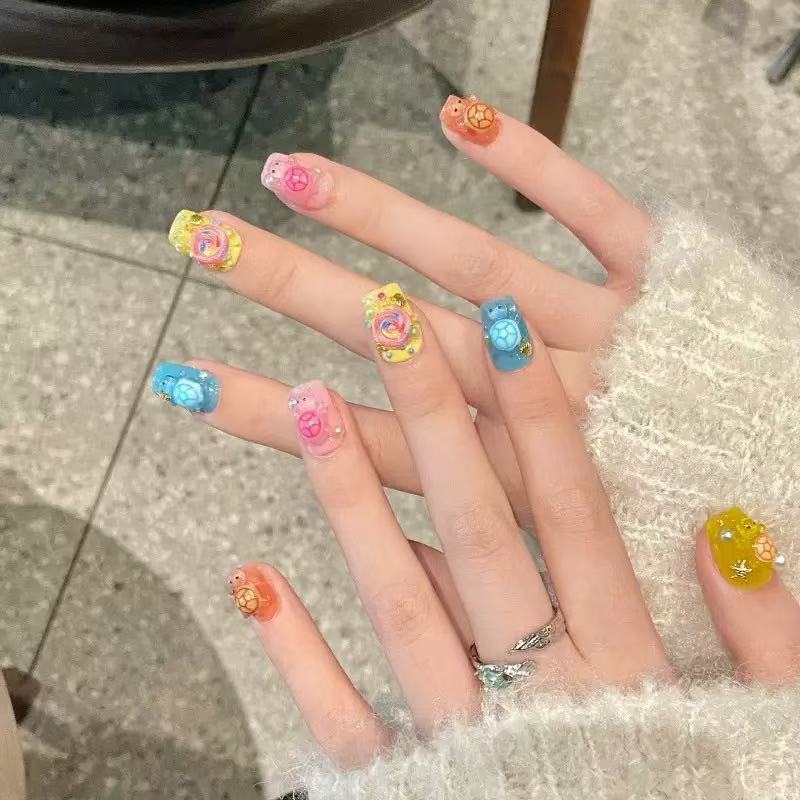 Phone Cases With Charms - 100개 미니 컬러풀 거북이 레진 참