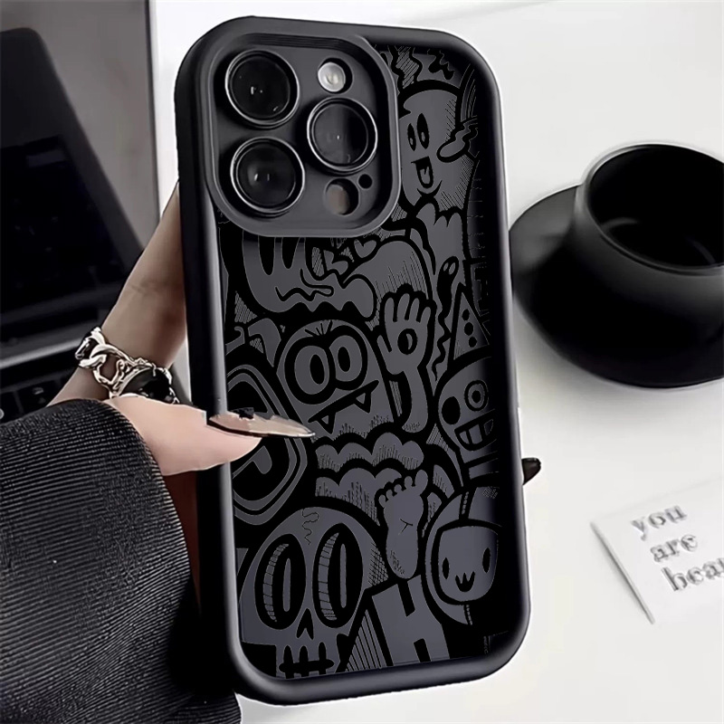 Phone Cases With Camera Cover - 블랙 그래피티 폰 케이스 아이폰 17