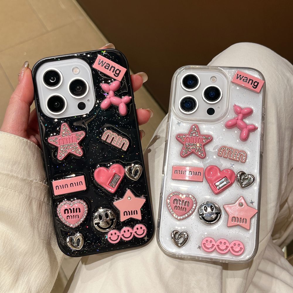 Phone Cases Dior - 귀여운 3D 러브 하트 Y2K 스타