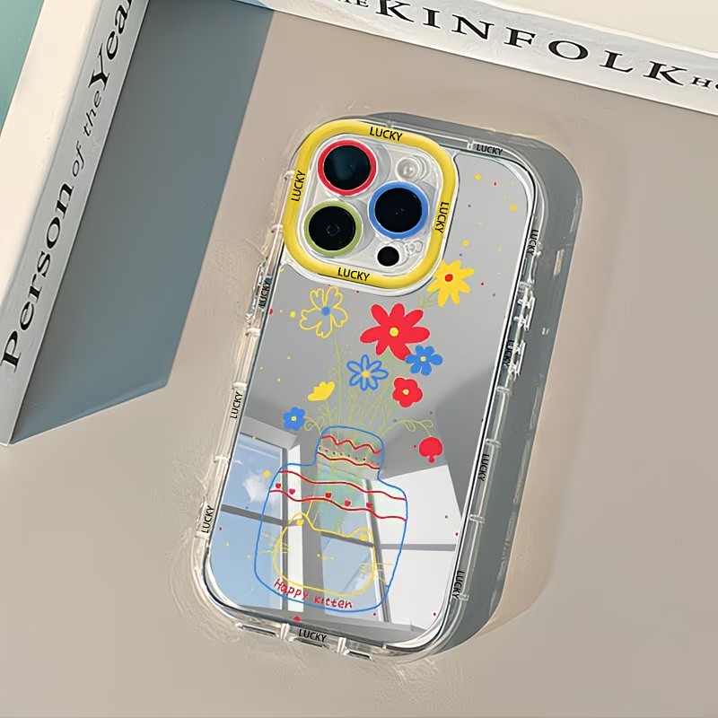 Phone Cases Xr - 여름 데이지 고양이 꽃병 디자인 미러