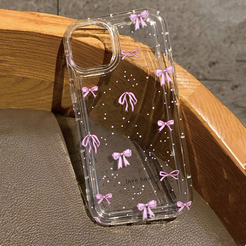 Phone Cases Dior - 컬러풀 보우 프린트 클리어 케이스 아이폰