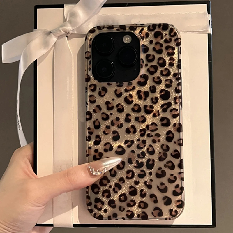 Phone Cases Dior - 귀여운 레오파드 프린트 투명 폰 케이스
