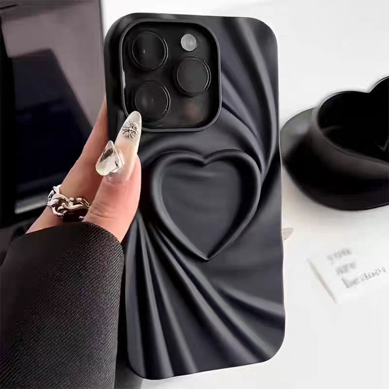 Phone Cases Dior - 패션 폴드 주름 3D 하트 폰