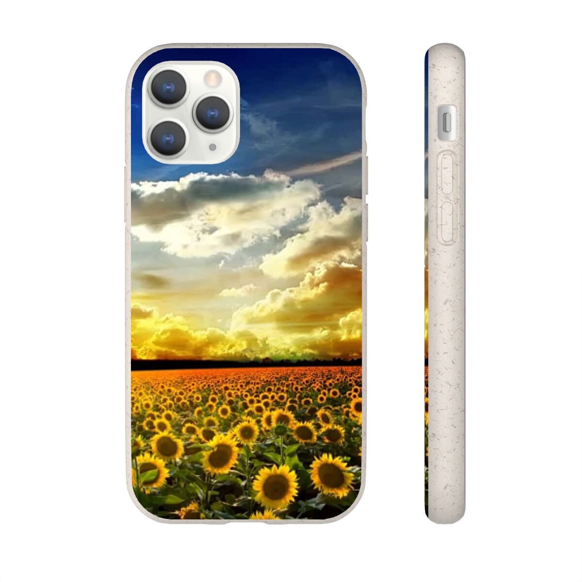 Phone Cases Biodegradable - 아름다운 풍경의 해바라기 꽃 투명 휴대폰