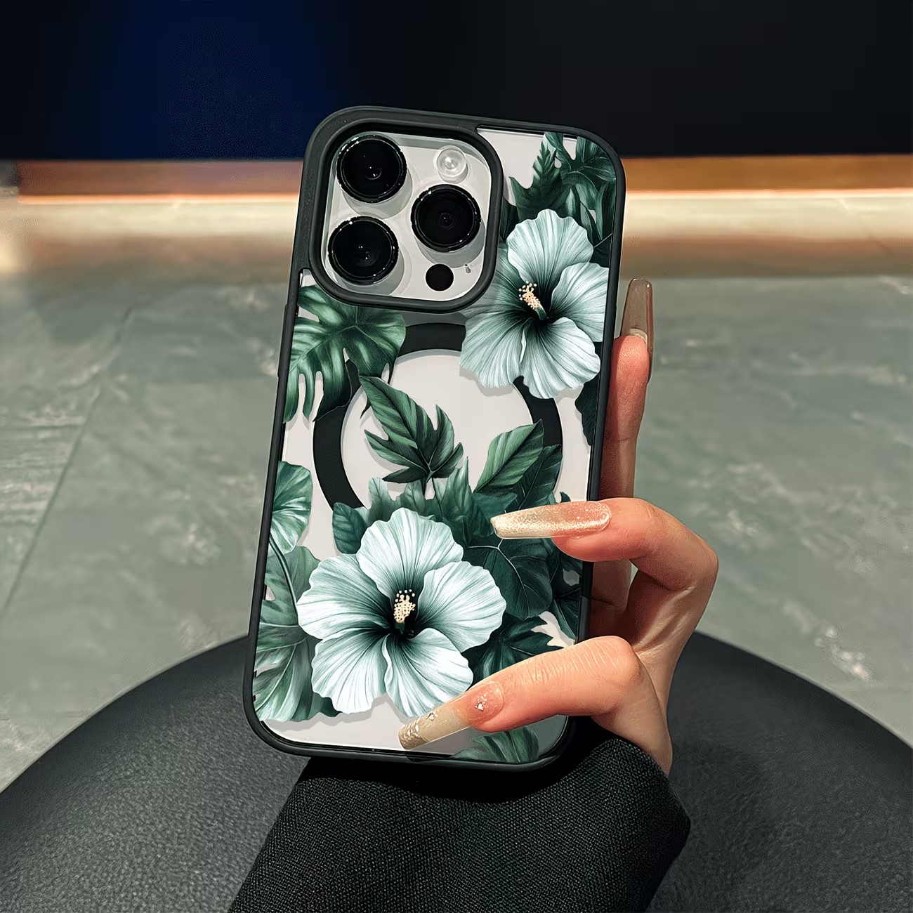 Phone Cases Xr - 그린 플로럴 프린트 폰 케이스 (아이폰