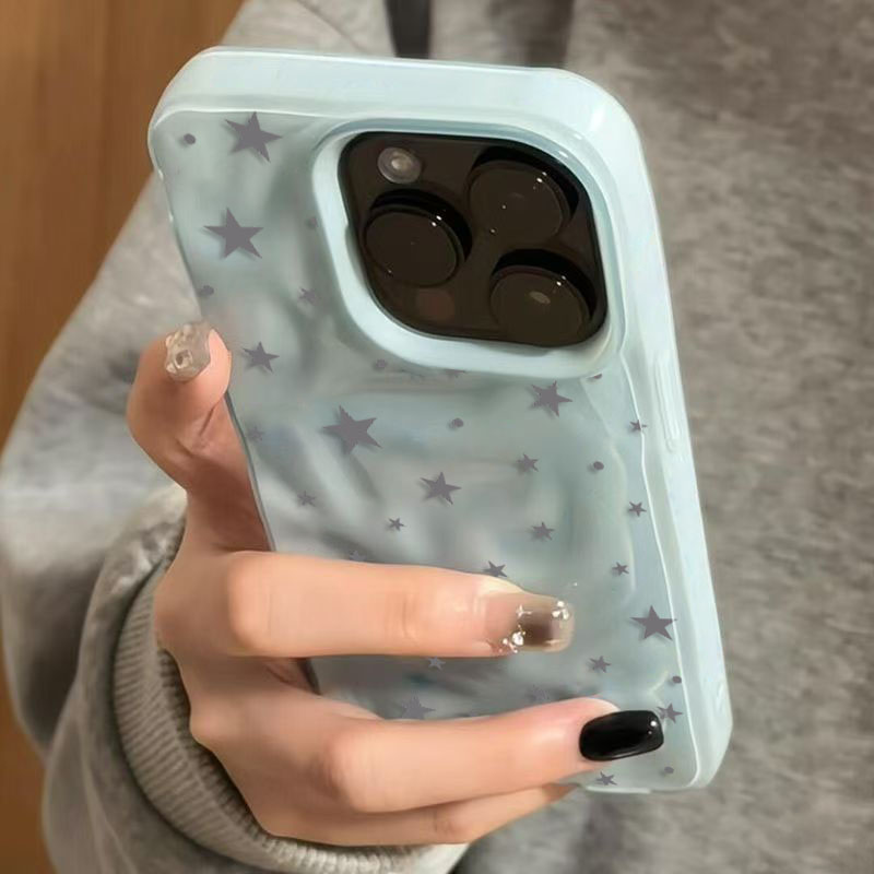 Phone Cases Blue - 미니멀리스트 그레이-블루 스타 웨이브 텍스처 아이폰
