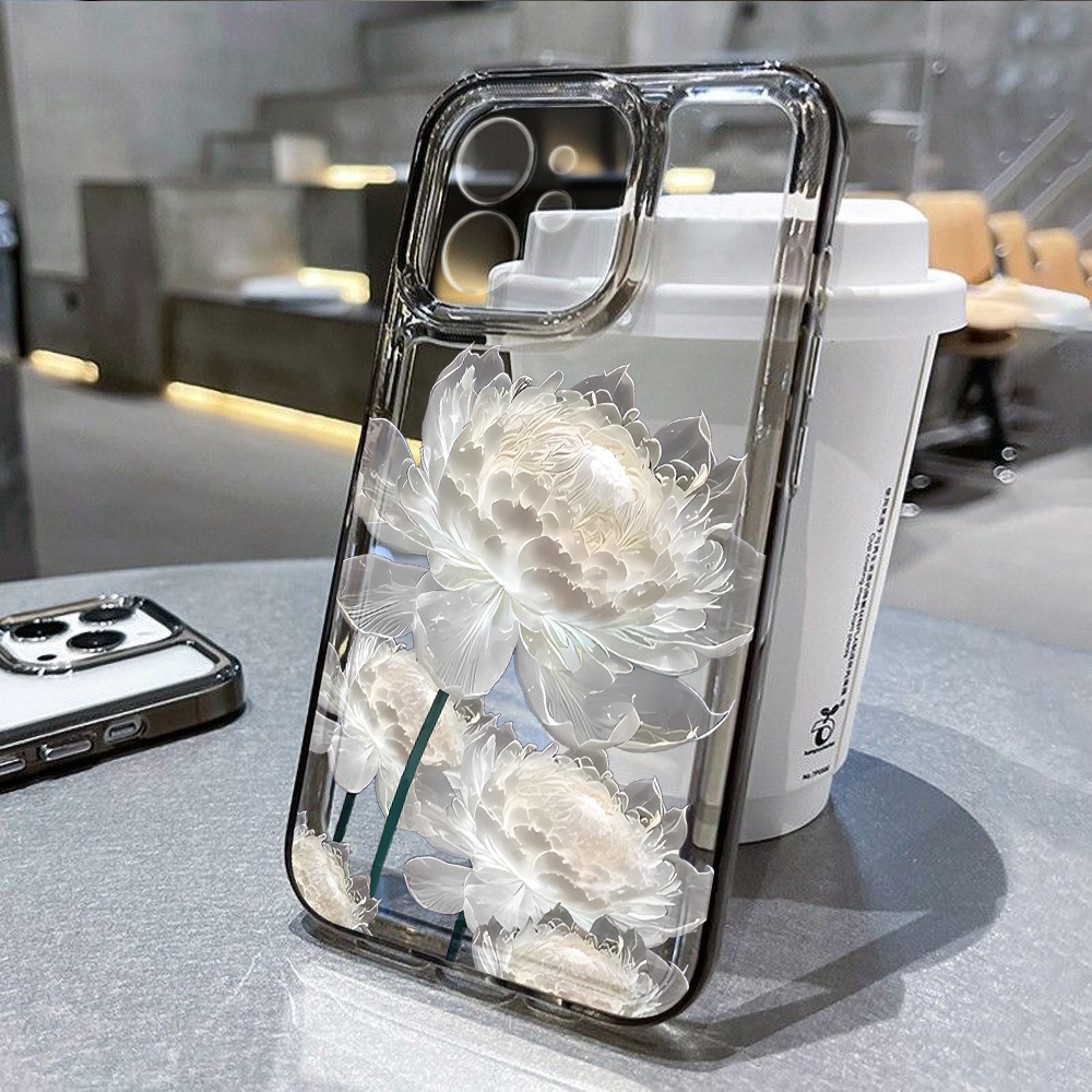Phone Cases Dior - 연꽃 디자인 투명 폰 케이스 아이폰