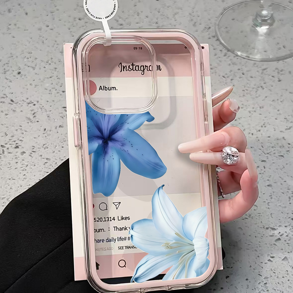 블루 릴리 플라워 투명 폰 케이스 아이폰 17 13 1 - Phone Cases Blue 리뷰 및 가격