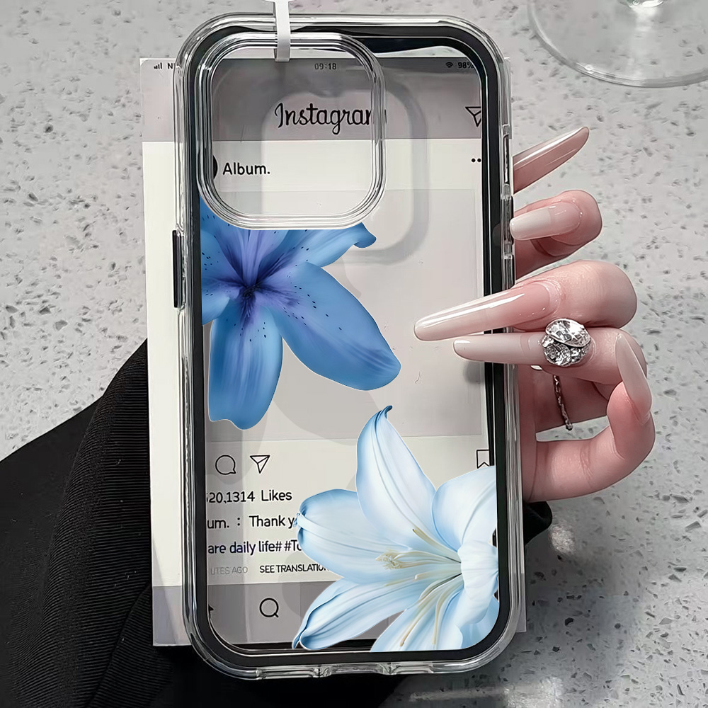 블루 릴리 플라워 투명 폰 케이스 아이폰 17 13 1 - Phone Cases Blue 리뷰 및 가격