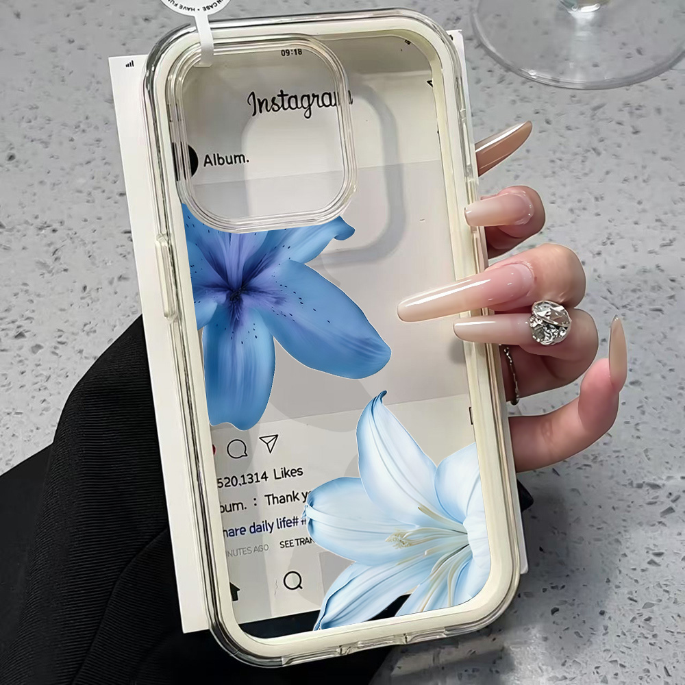 블루 릴리 플라워 투명 폰 케이스 아이폰 17 13 1 - Phone Cases Blue 리뷰 및 가격