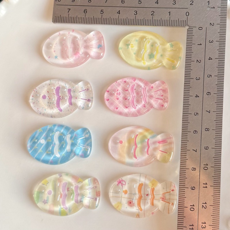 10pcs 새로운 봄 여름 투명 인쇄 물고기 헤어 클립 - Phone Cases With Charms 리뷰 및 가격