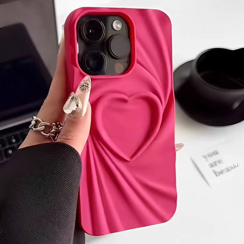 패션 폴드 주름 3D 하트 폰 케이스 아이폰 13 14 - Phone Cases Dior 리뷰 및 가격