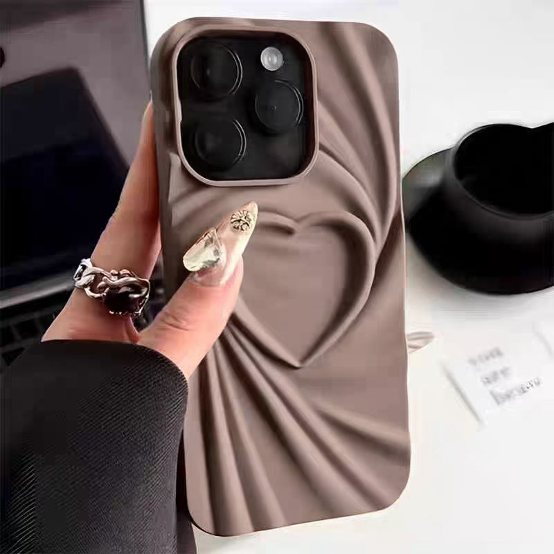 패션 폴드 주름 3D 하트 폰 케이스 아이폰 13 14 - Phone Cases Dior 리뷰 및 가격