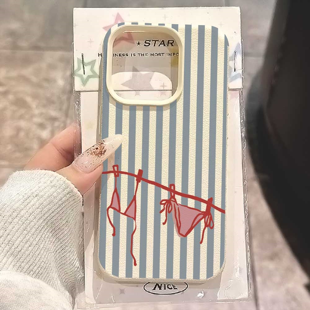 블루 화이트 스트라이프 비키니 디자인 아이폰 17 16 - Phone Cases Blue 리뷰 및 가격