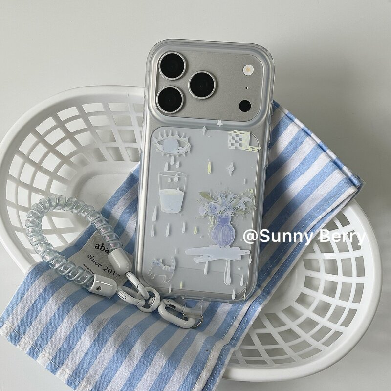 한국 인스 블루 티어 베이스 일러스트레이션 폰 케이스  - Phone Cases Blue 리뷰 및 가격